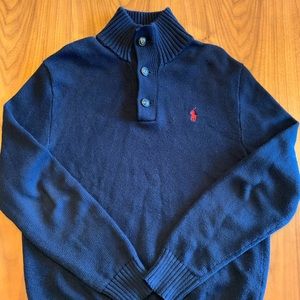 Ralph Lauren 1/4 Button Sweater Pullover Navy Blue